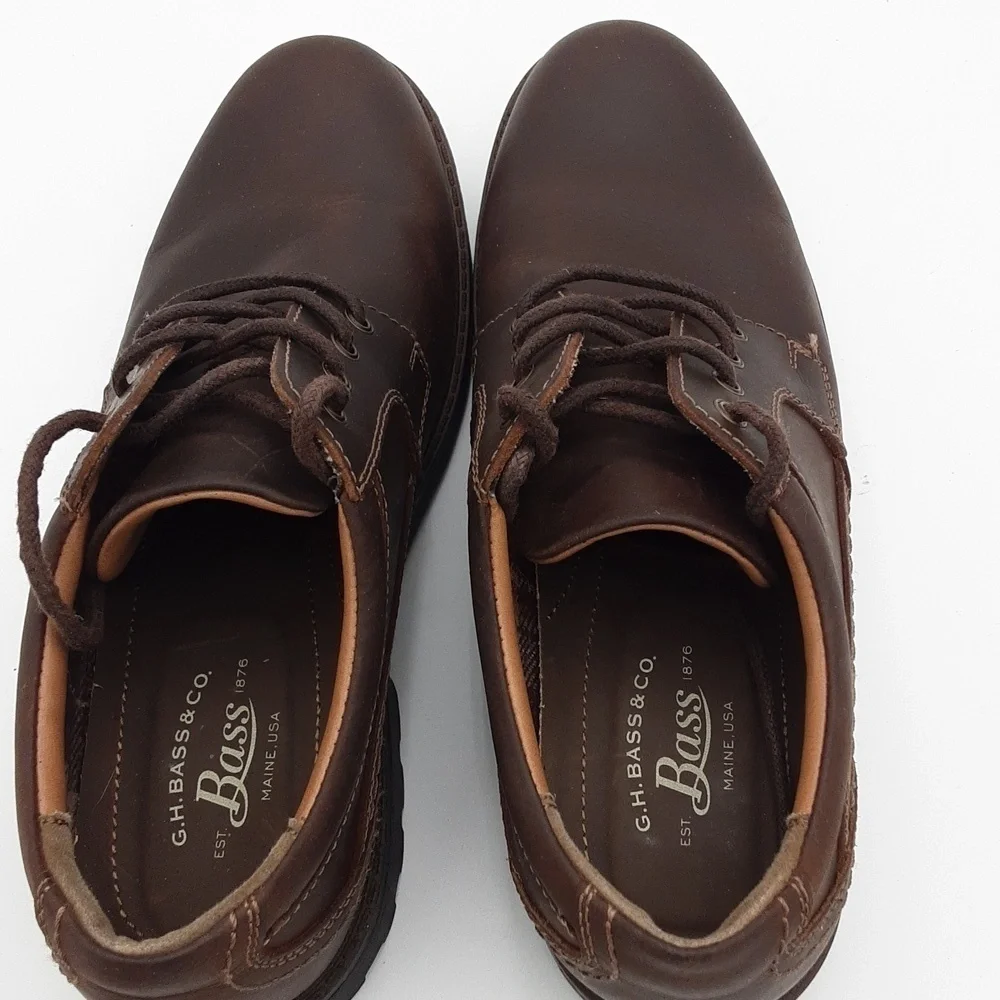 GH Bass & Co Classic Brown Leather Men 7.5 Oxford Casual Office Y2k Grandpa